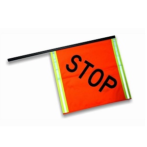 18" Vinyl Reflective Stop Flag with 30" Staff